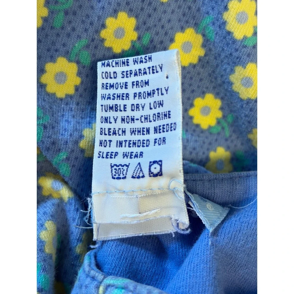 Vintage 1990s Gymboree Romper XS Blue Yellow Floral French Country Jumpsuit